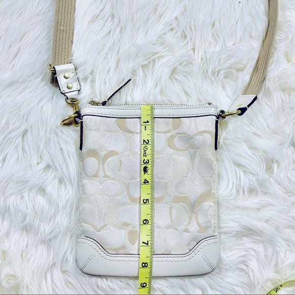 💝 White COACH Monogram Mini Messenger 💝 - Picture 6 of 8